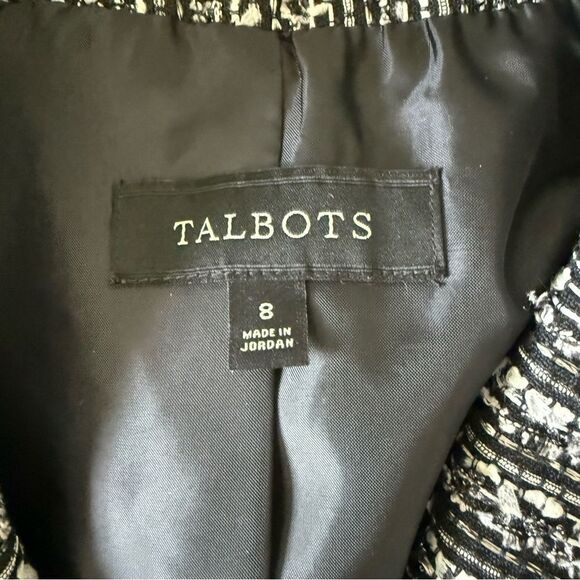 Talbots Classic Black and White Tweed Blazer Size 8 - Picture 7 of 8